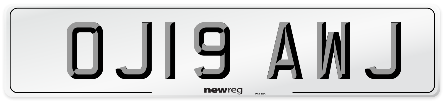 OJ19 AWJ Number Plate from New Reg